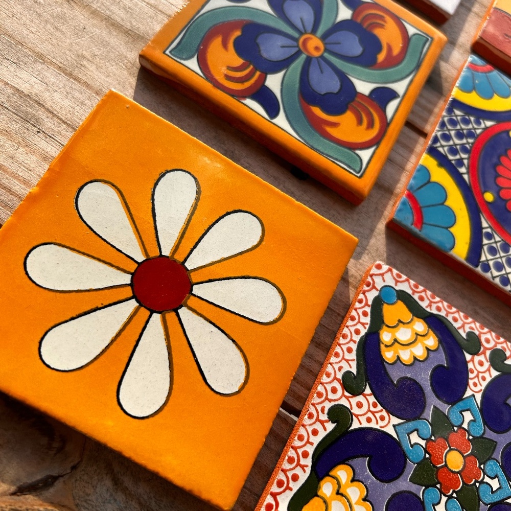 4-Pack Mexican Talavera Tile Coaster Set